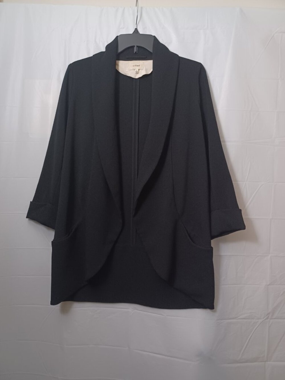 ARITZIA WILFRED CHEVALIER BLAZER LIGHTWEIGHT DRAPED OPEN FRONT BLACK SIZE 8 - Picture 4 of 15